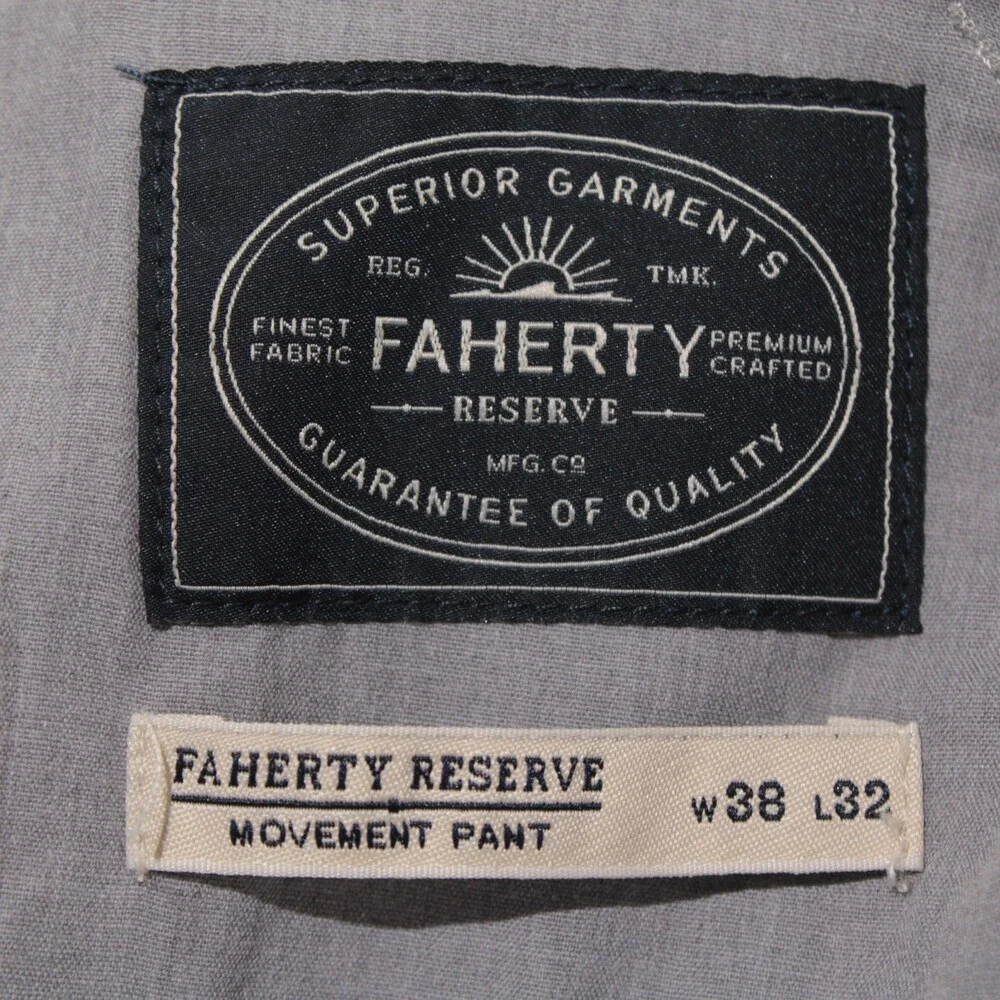 Faherty NWT 5 Pocket Jean Cut Pants Size 38 US Movement in Gray Cotton Blend